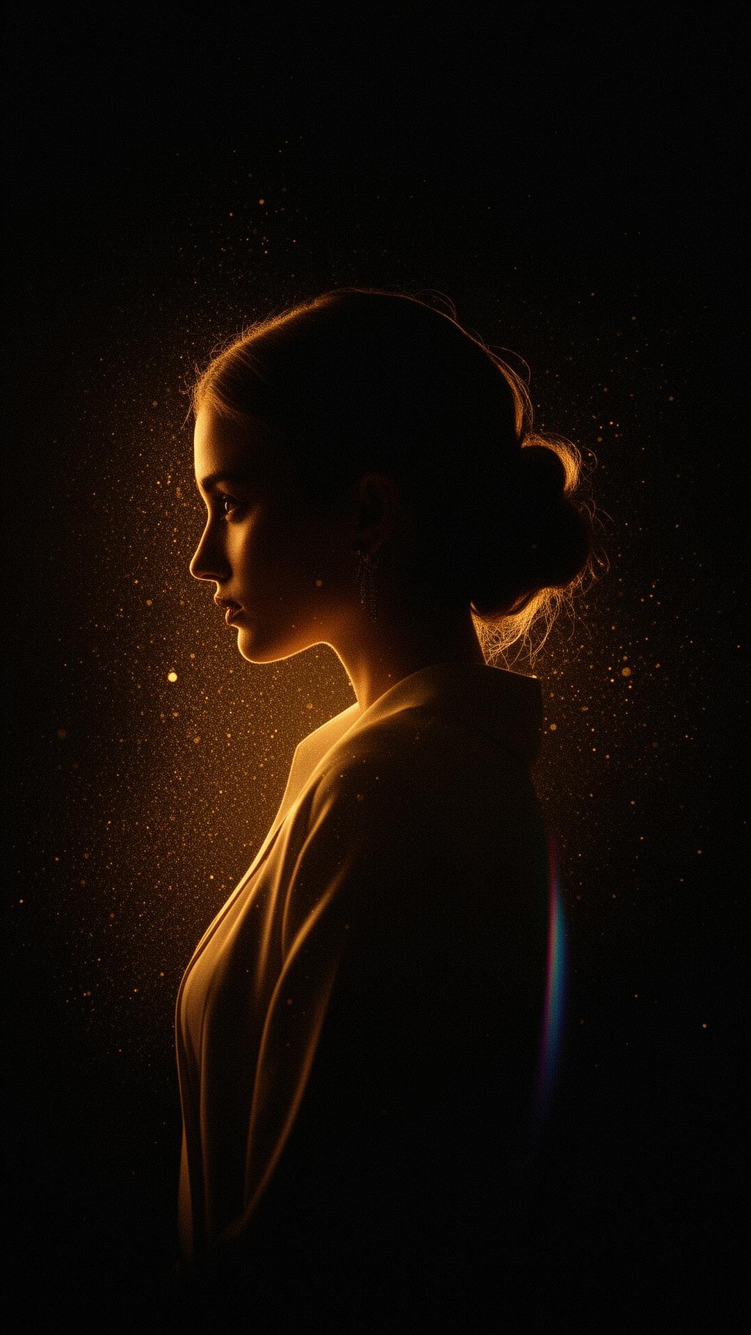 Woman silhouette in golden light